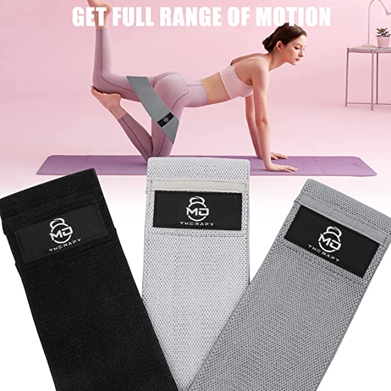 Mo Therapy Resistance Bands for Working Out Glutes, Hips, Thighs & Legs - 3 Levels Non-Slip Fabric Exercise Booty Band for Fitness,Stretching, Yoga, Pilates & Strength Training